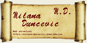 Milana Dunčević vizit kartica
